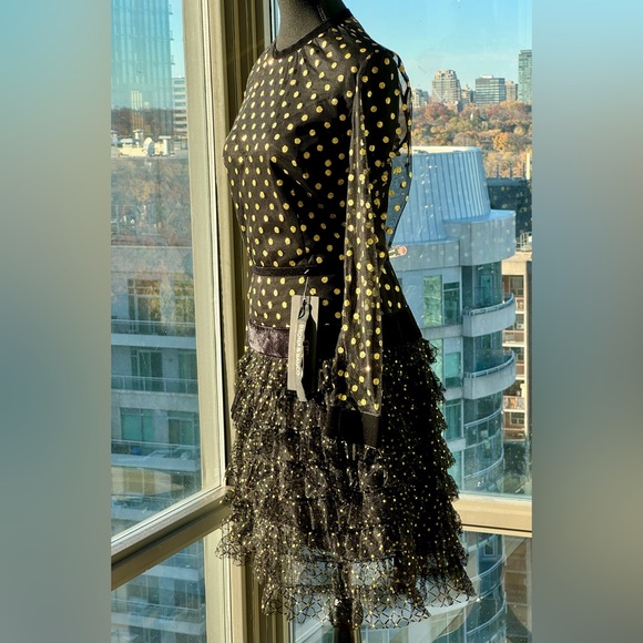 🆕 BRONX & BANCO 🧿 NWT Suns Mesh & Velvet Fit & Flare Mini Dress - Sz L - US 8 - Picture 7 of 16